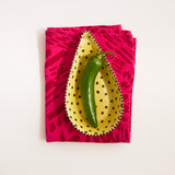 Tea Towel - Dashes & Moons - Brick - Hot Pink