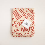 Tea Towel - Dashes & Moons - Brick - Cream
