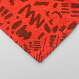 Tea Towel - Dashes & Moons - Warm Grey - Tomato