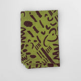 Tea Towel - Dashes & Moons - Warm Grey - Moss