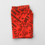 Tea Towel - Dashes & Moons - Warm Grey - Tomato