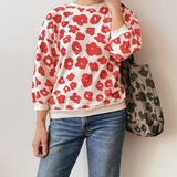 The Stevie Sweatshirt - Celeste in Saffron & Cream