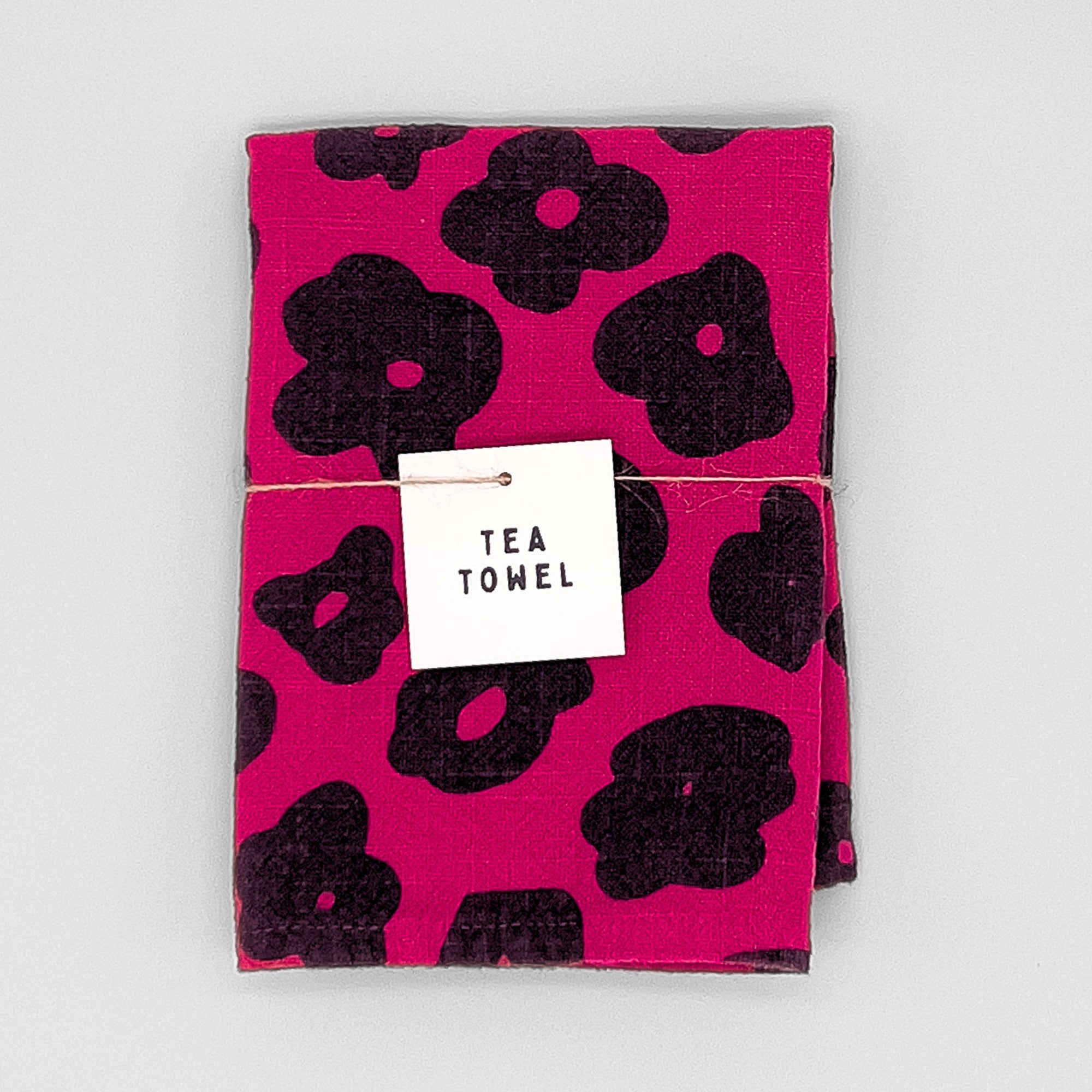 Tea Towel - Celeste - Faded Black - Hot Pink