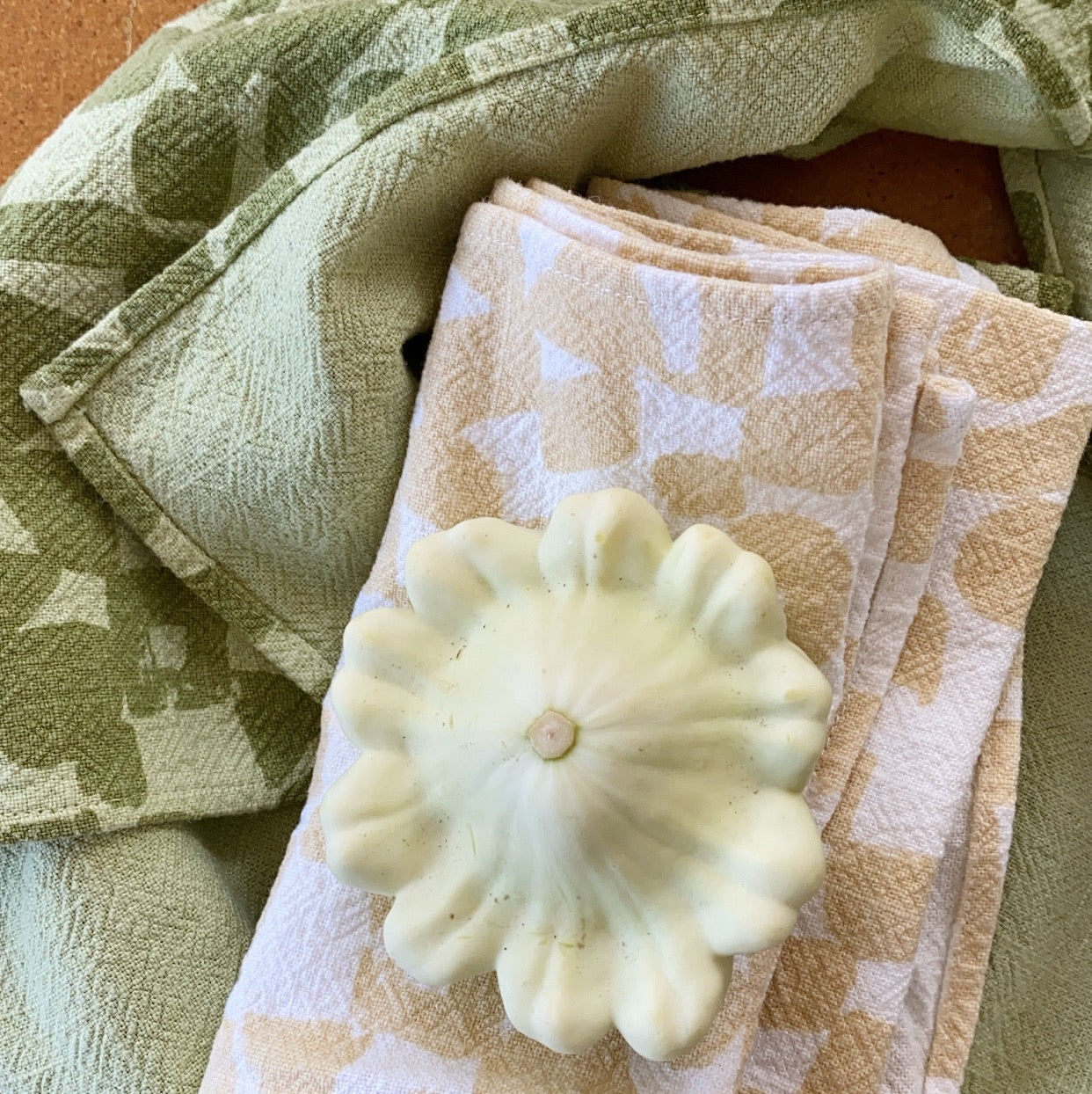 Tea Towel - Checks - Matcha - Pear