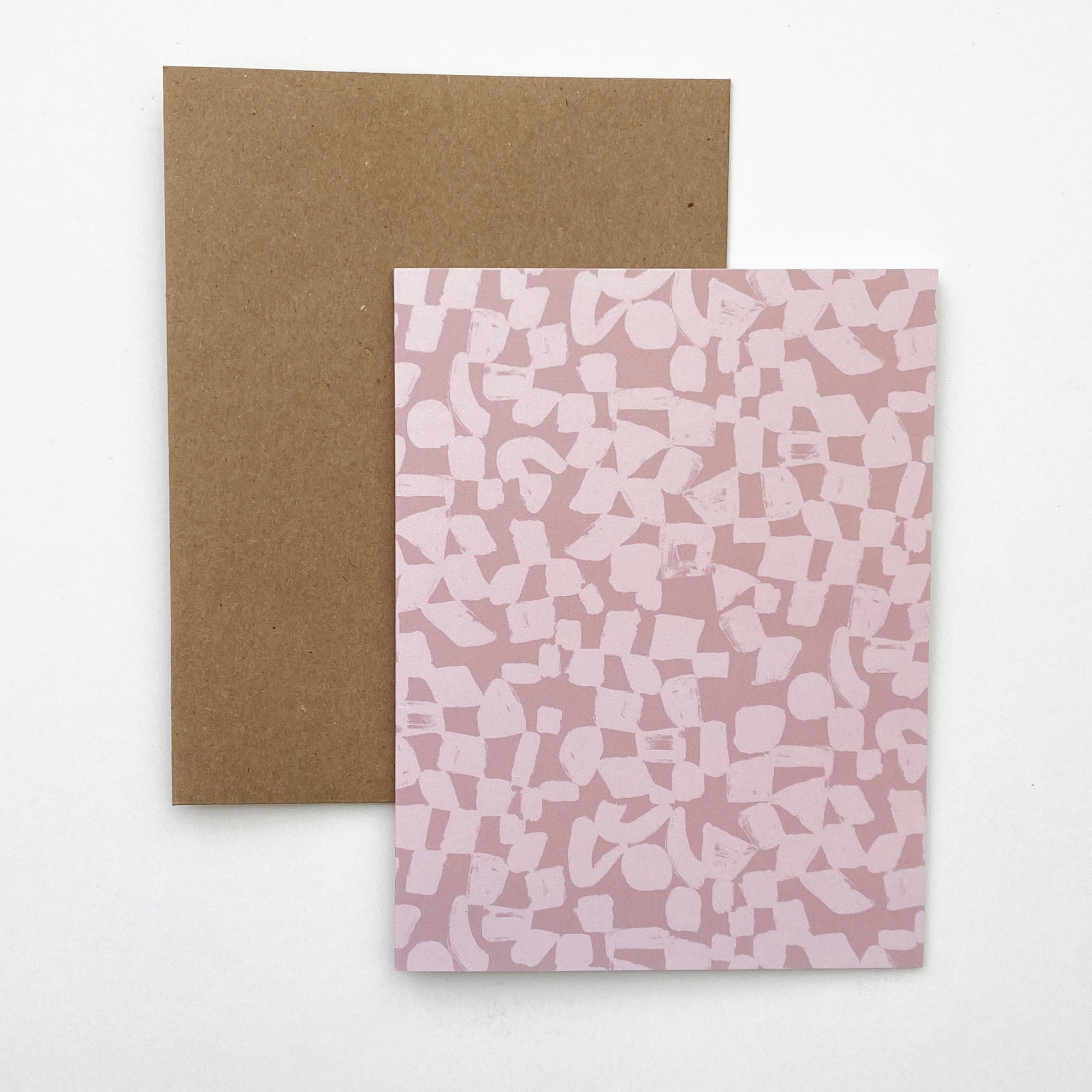 Greeting Card Set - Checks in Earthy Greens and Dusty Mauves