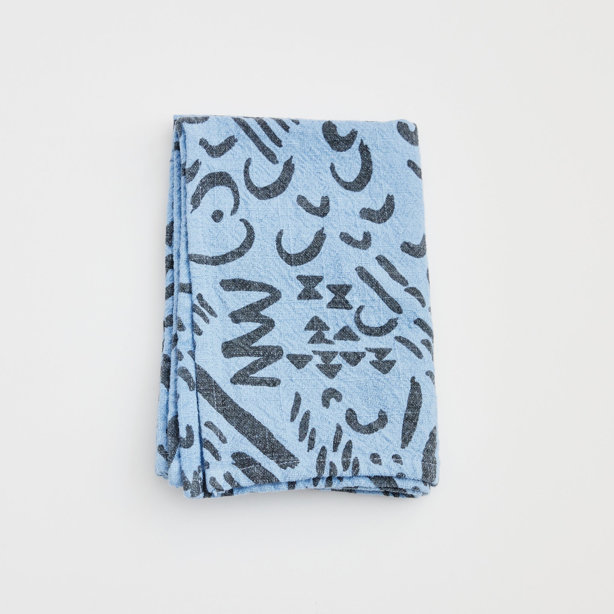 Tea Towel - Dashes & Moons - Charcoal - Steele Blue