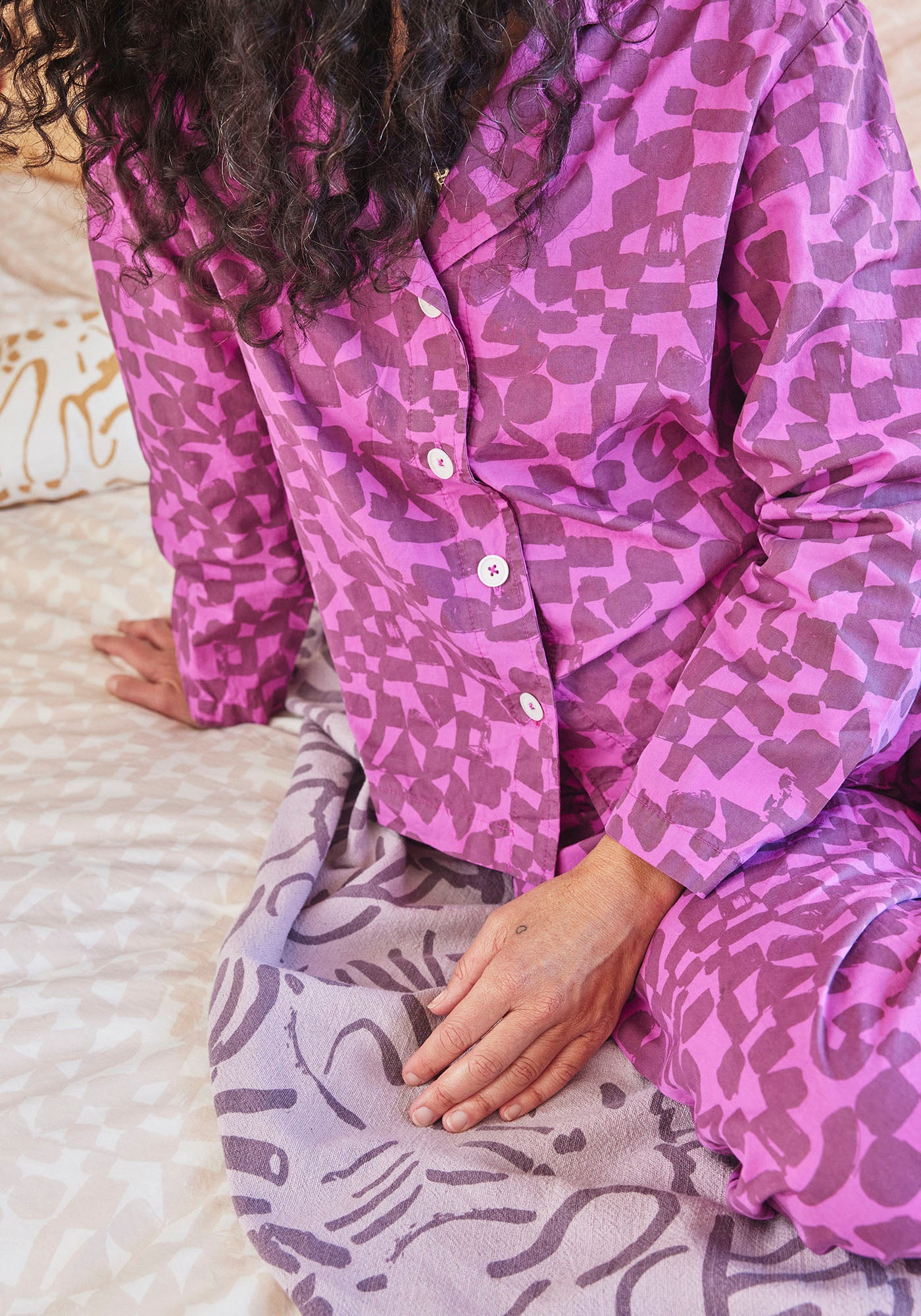 Pajama Top - Checks - Lentil & Fuchsia