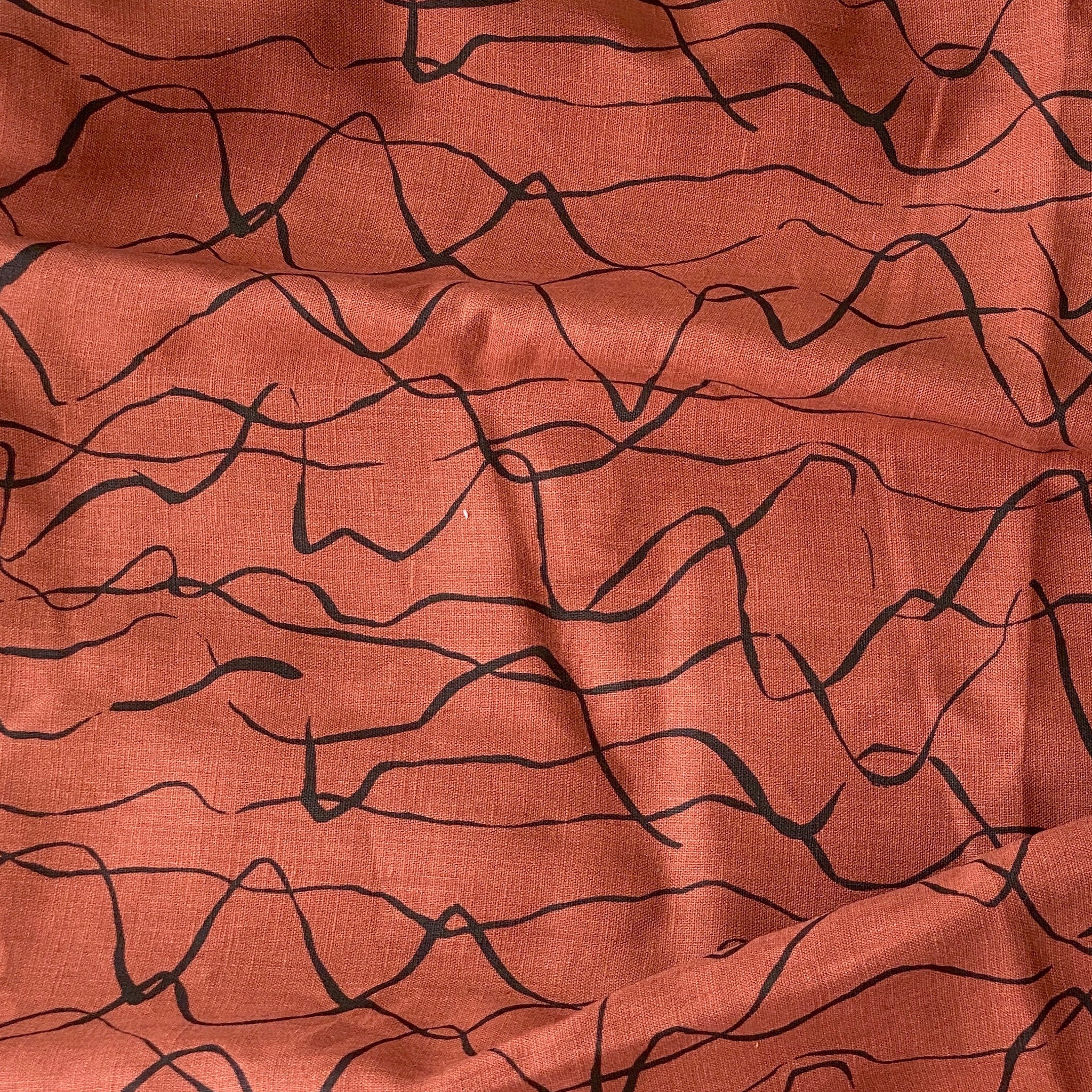 Weave in Mulch on Burnt Sienna - 100% linen - FABRIC BY THE YARD